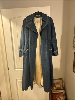 Vintage Blue Denim Trench Coat